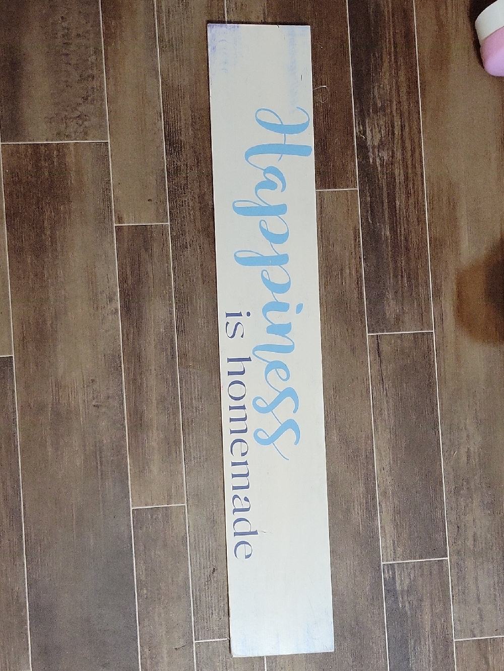 Handmade Blue 'blessings!' Wall Sign - White and Light Blue